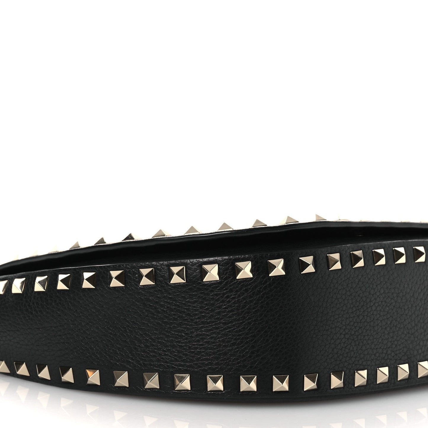 Grained Calfskin Rockstud Saddle Bag Black