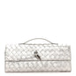 Metallic Lambskin Intrecciato Long Andiamo Top Handle Clutch Silver