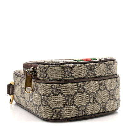 GG Supreme Monogram Web Mini Ophidia Double Zip Messenger Bag Beige New Acero
