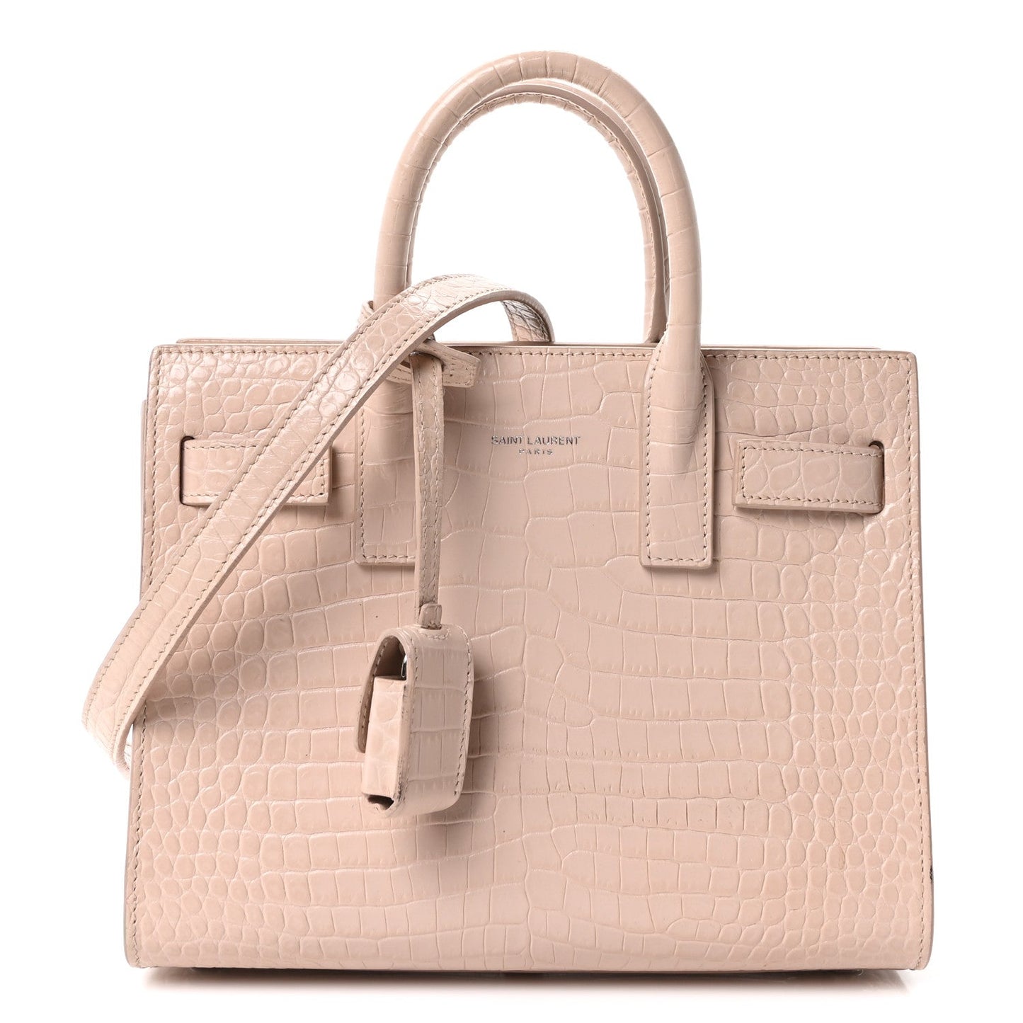 Calfskin Crocodile Embossed Nano Sac De Jour Marble Pink