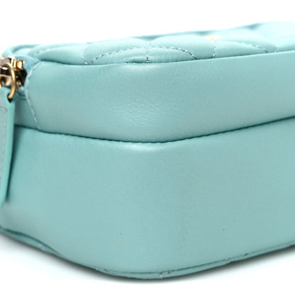 Calfskin Quilted Day Trips Camera Case Turquoise