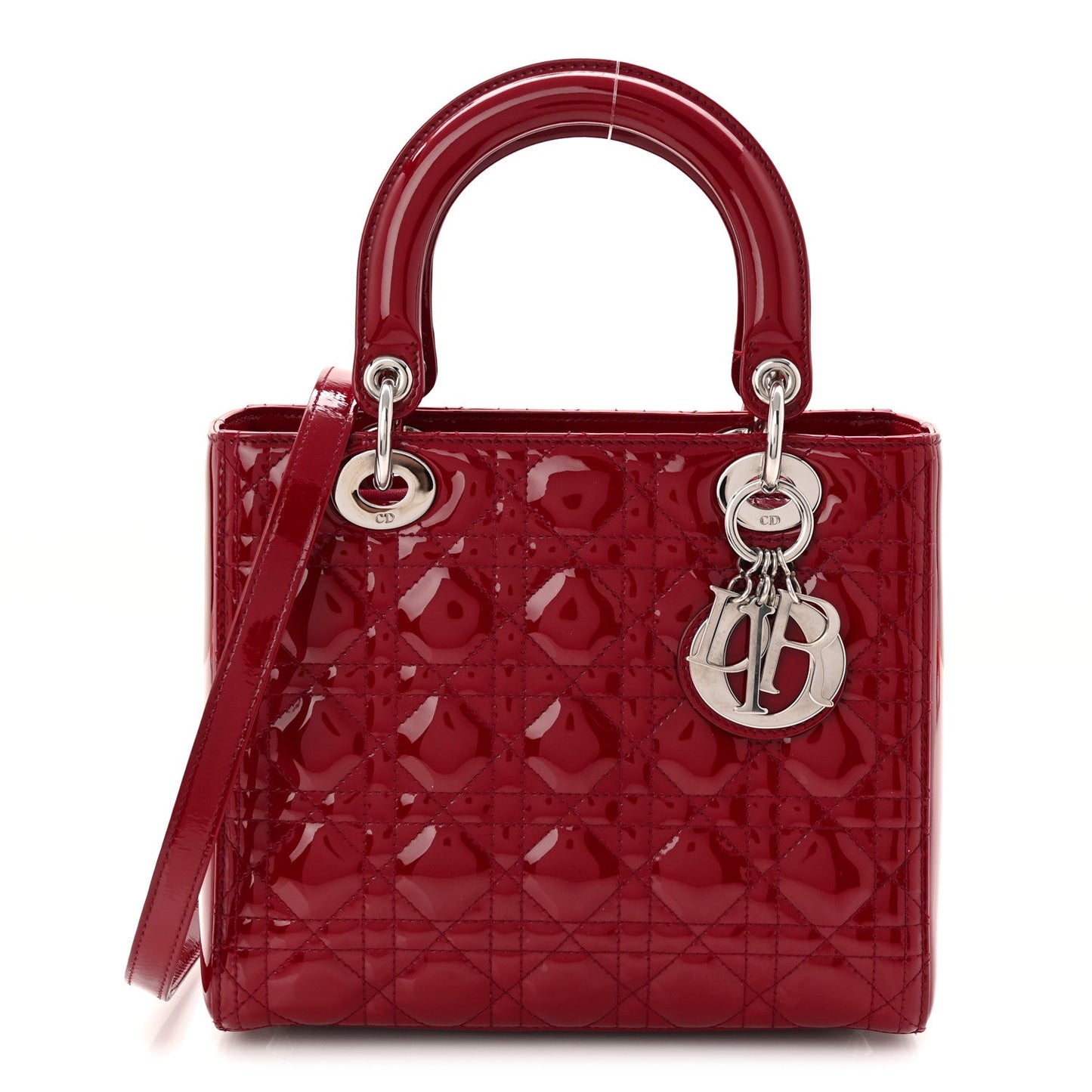 Patent Cannage Medium Lady Dior Red