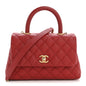 Caviar Lizard Embossed Quilted Mini Coco Handle Flap Red