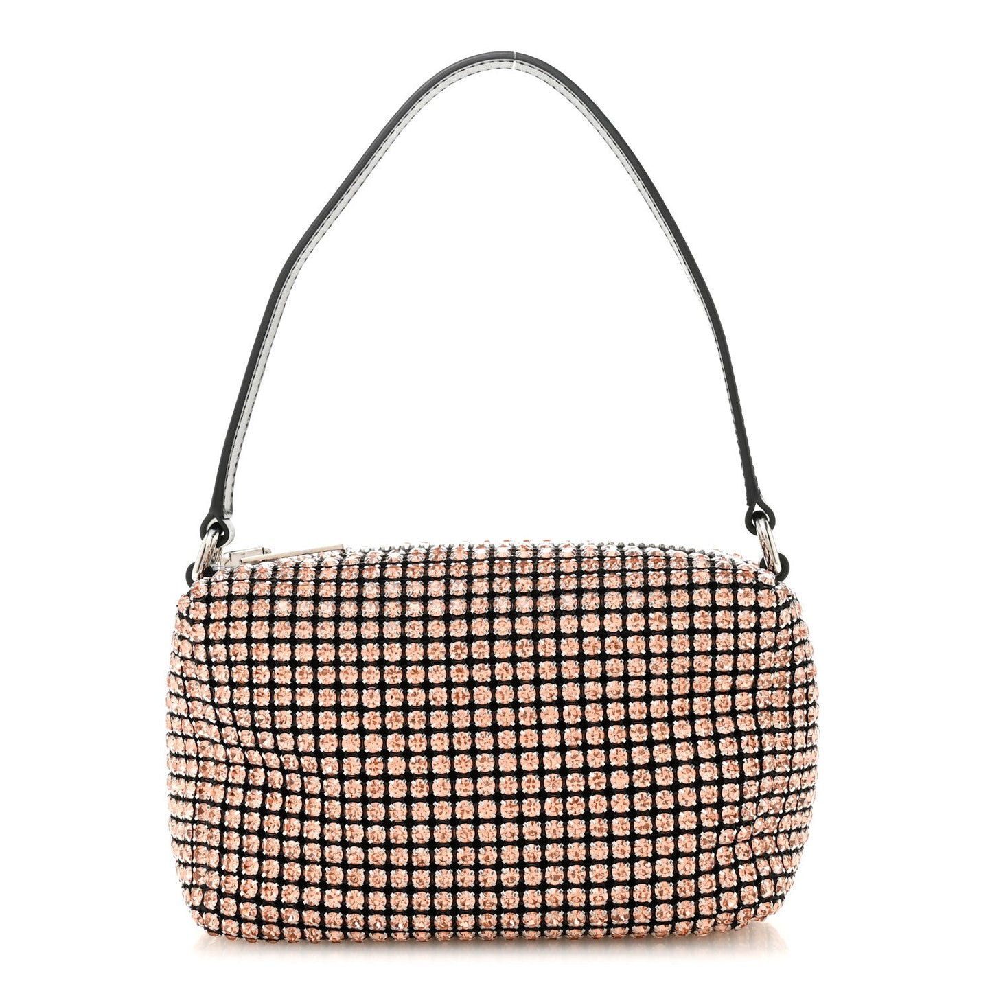 Mesh Crystal Rhinestone Mini Heiress Pouch Faded Neon Orange