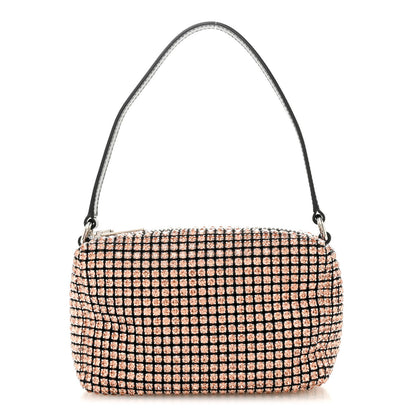 Mesh Crystal Rhinestone Mini Heiress Pouch Faded Neon Orange