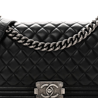 Lambskin Quilted Medium Boy Flap Black