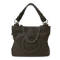 Sakai Be Green Calfskin Diagonal Stitched Small Blondie Tote Craclet Brown