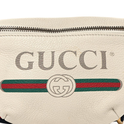 Grained Calfskin Small Logo Belt Bag White