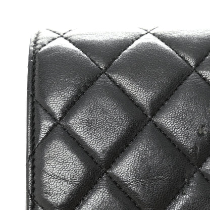 Lambskin Quilted Wallet On Chain WOC Black
