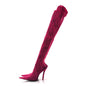 Lace Jersey Pantaleggings Pointed Toe Knife Thigh High Boots 39 Black Pink