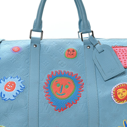 LV X YK Taurillon Monogram Keepall Bandouliere 50 Blue Multicolor