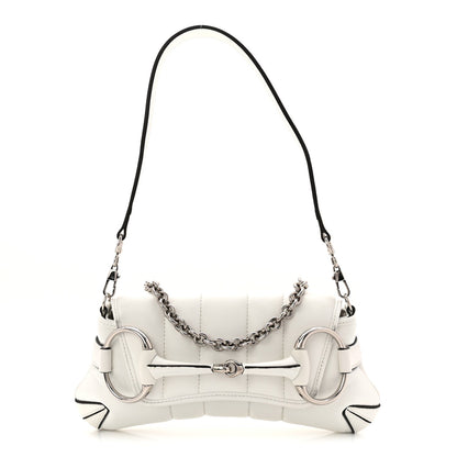 Nappa Vertical Matelasse Small Maxi Horsebit Chain Shoulder Bag Great White