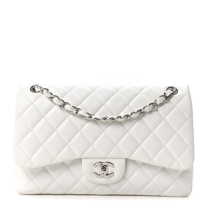 Caviar Quilted Jumbo Double Flap White
