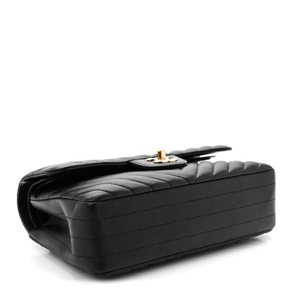 Lambskin Chevron Quilted Small Double Flap Black