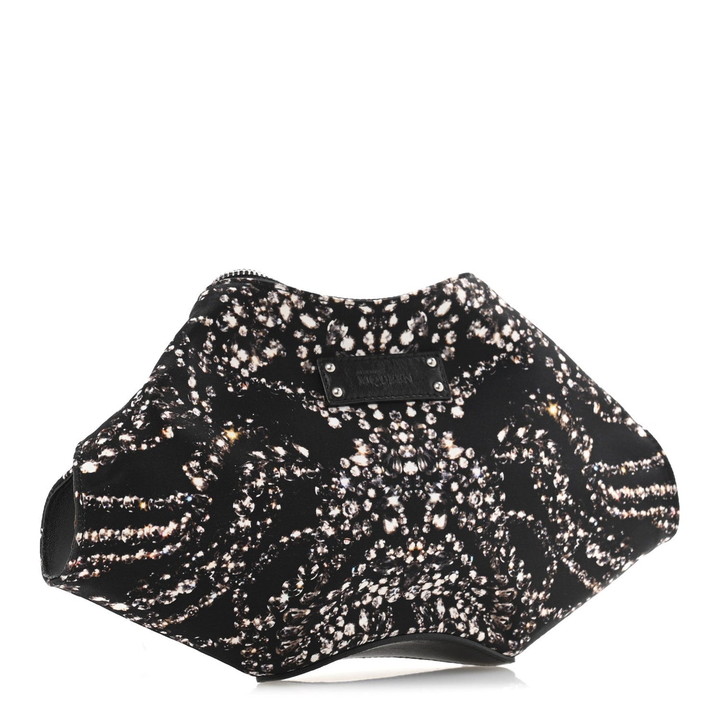 Silk Dandelion Print De Manta Clutch Black