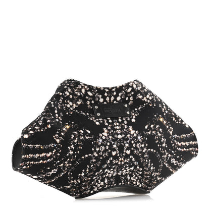 Silk Dandelion Print De Manta Clutch Black