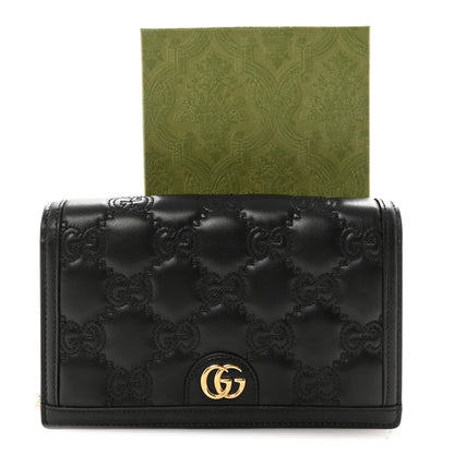 Calfskin GG Matelasse Chain Wallet Black