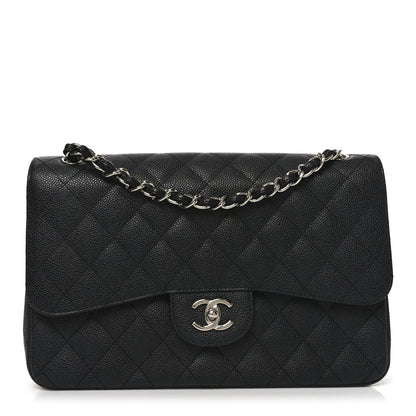 Caviar Quilted Jumbo Double Flap Black