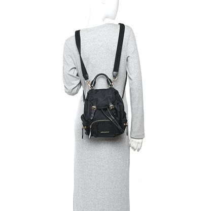Nylon Small Crossbody Rucksack Backpack Black