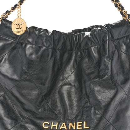Shiny Calfskin Quilted Chanel 22 Black