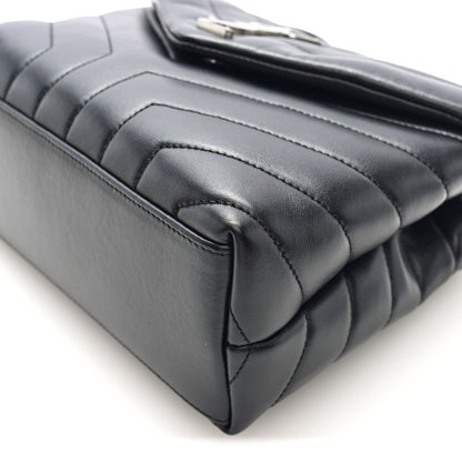 Calfskin Y Quilted Monogram Small Loulou Chain Satchel Black