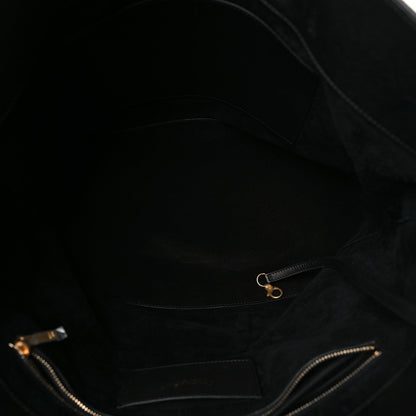 Shiny Caviar Stitched Softly Quilted Tote Black