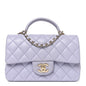 Lambskin Quilted Mini Top Handle Rectangular Flap Light Purple