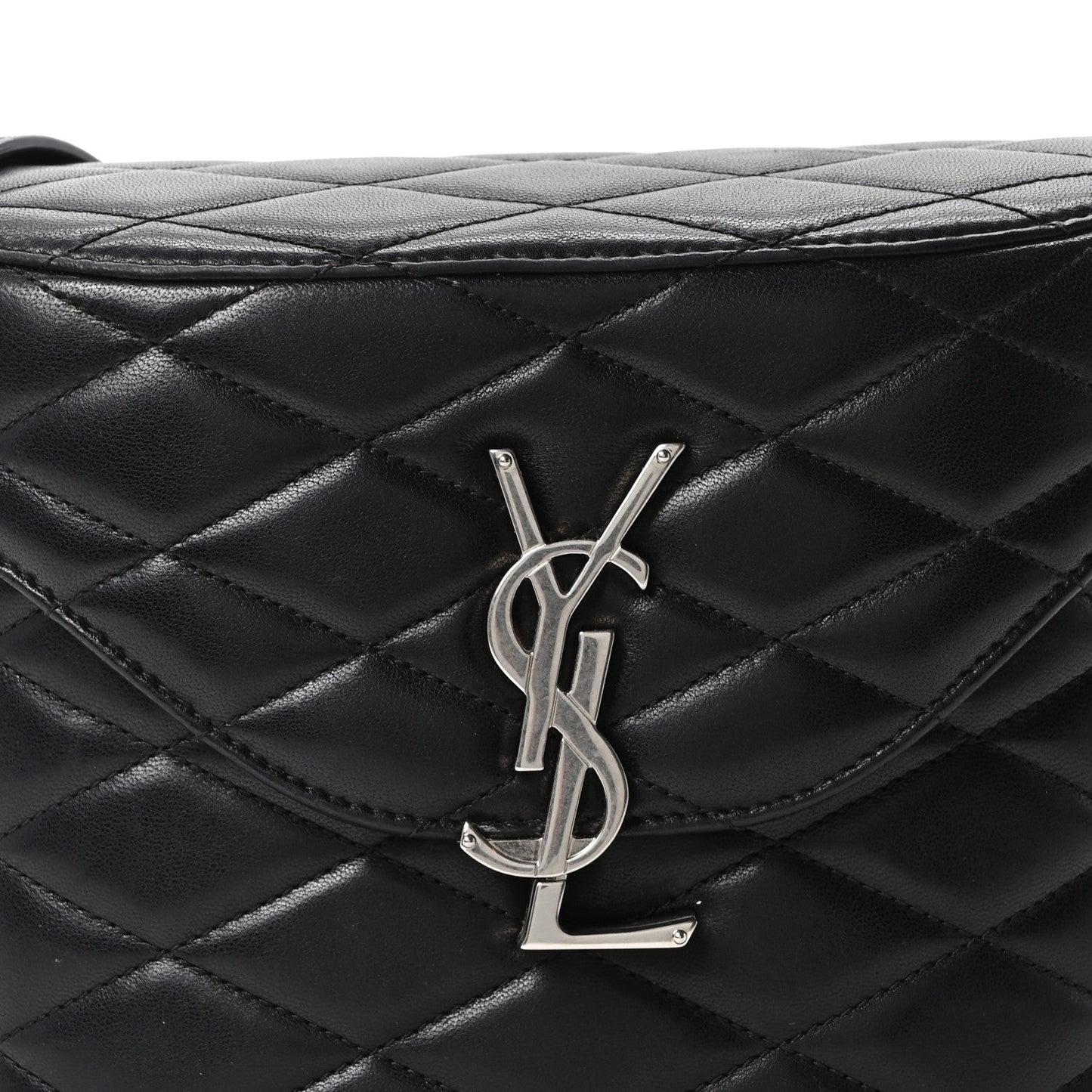 Lambskin Quilted Monogram June Box Bag  Black