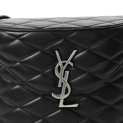 Lambskin Quilted Monogram June Box Bag  Black