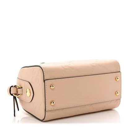 Gilbert Calfskin Jumbo GG Embossed Super Mini Top Handle Bowler Bag Beige