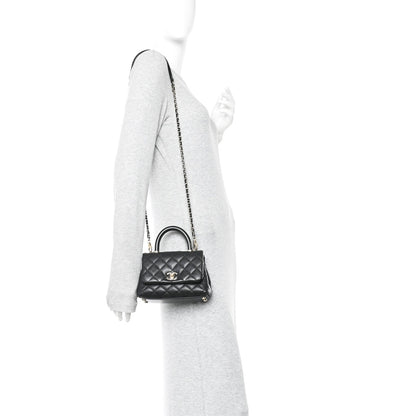 Caviar Quilted Extra Mini Coco Handle Flap Black