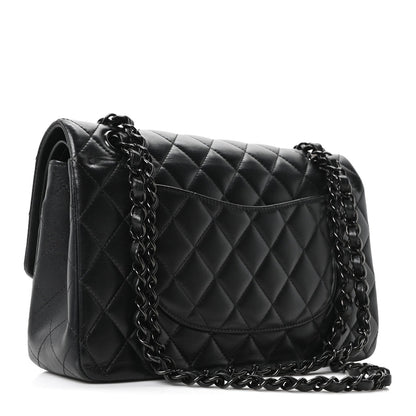 Lambskin Quilted Medium Double Flap So Black