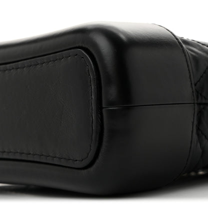 Aged Calfskin Quilted Small Gabrielle Hobo Black