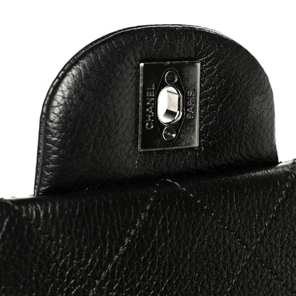 Calfskin Quilted XXL Travel Flap Bag Black