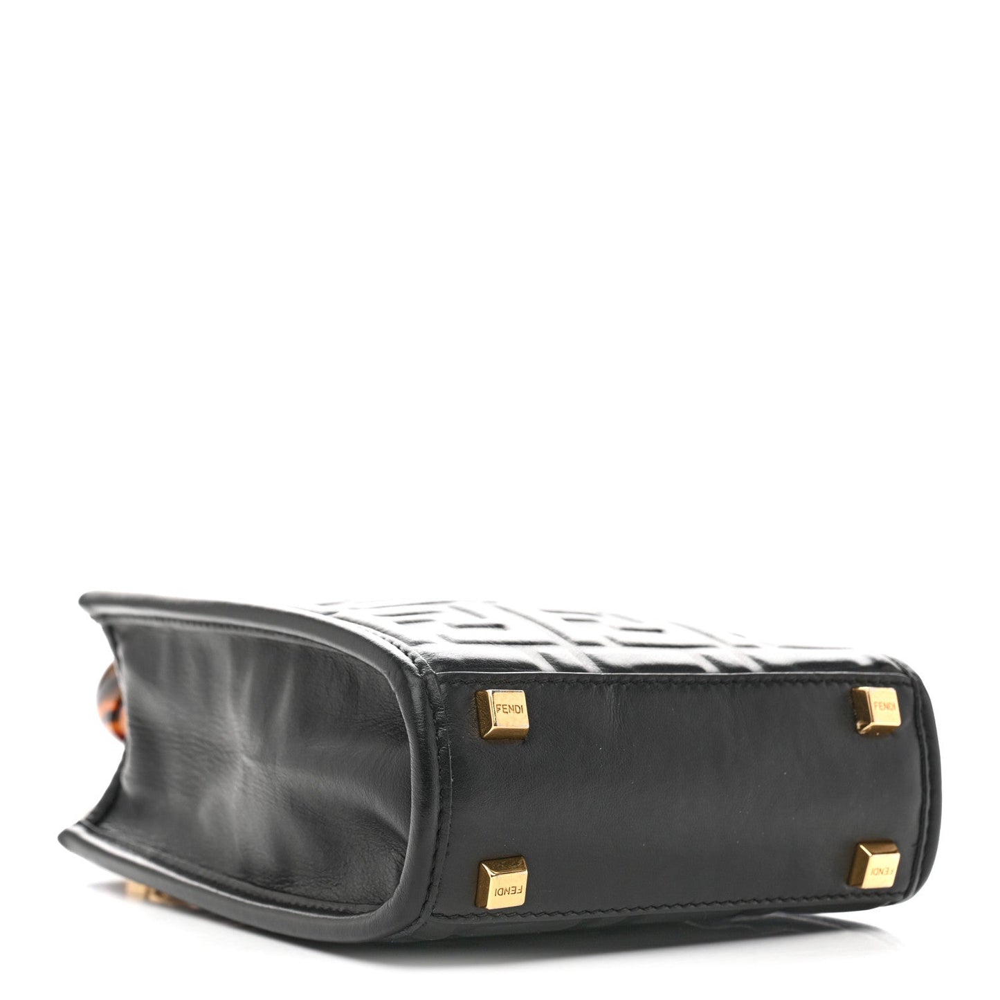 Vitello Plexiglass FF Embossed Mini Fendi Sunshine Shopper Tote Black