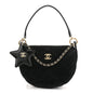 Velvet Effect Nylon Shiny Crumpled Calfskin Coco Neige Quilted Clutch With Chain Black