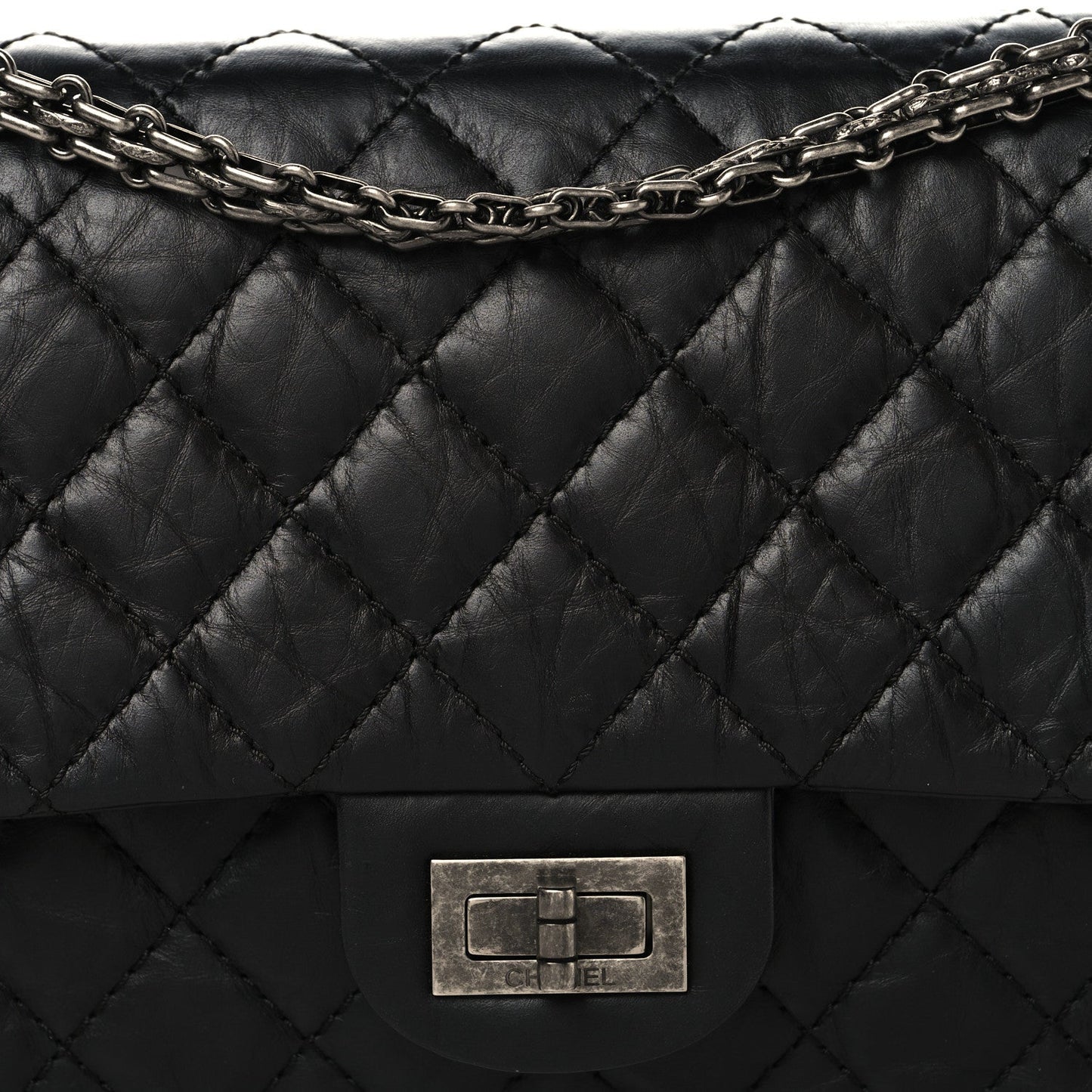 Aged Calfskin Quilted 2.55 Reissue 225 Flap Black