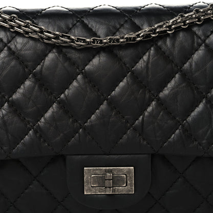 Aged Calfskin Quilted 2.55 Reissue 225 Flap Black
