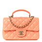 Lambskin Quilted Mini Top Handle Rectangular Flap Light Orange