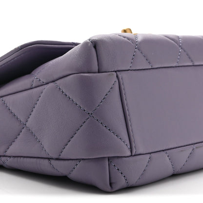 Shiny Lambskin Quilted Mini Pearl Logo Flap Light Purple