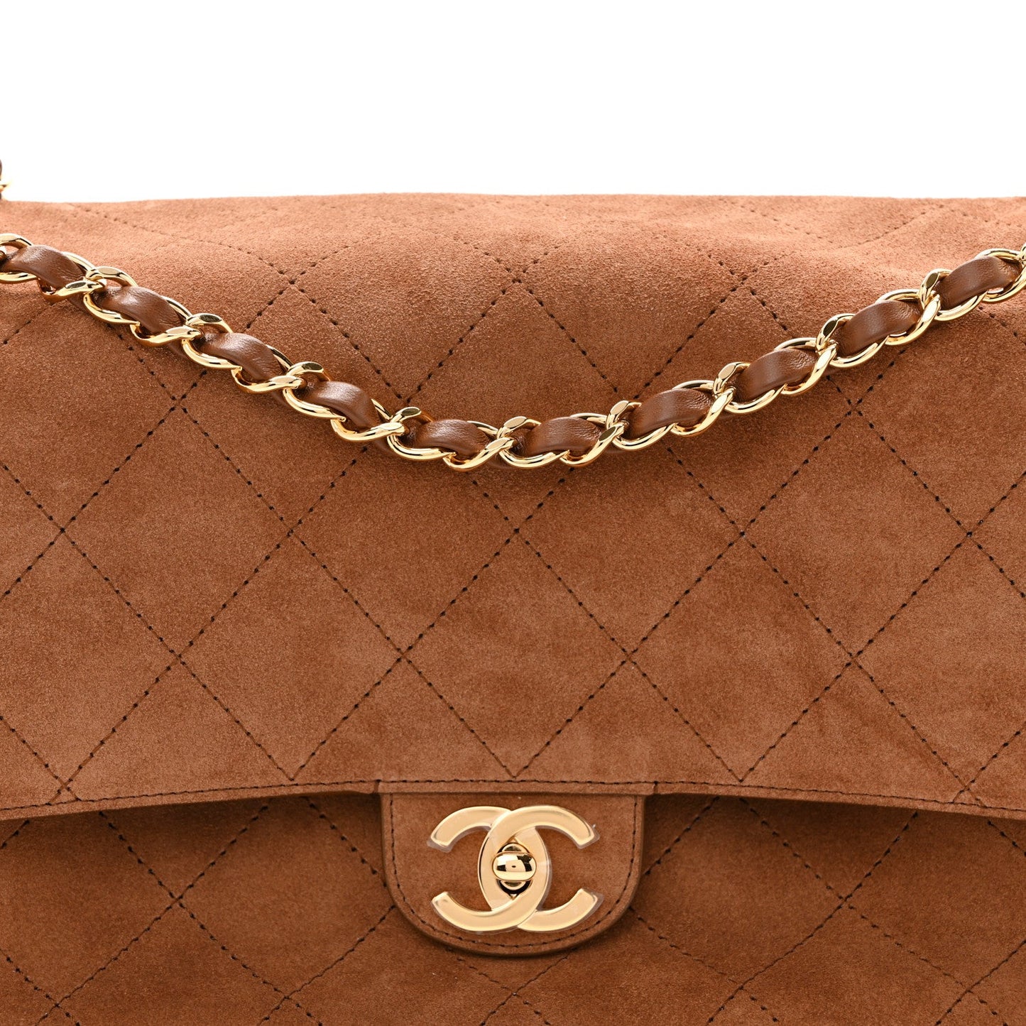 Suede Calfskin Small Souplissimo Maxi Flap Camel