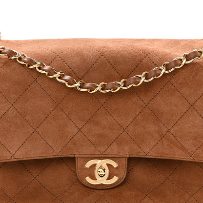 Suede Calfskin Small Souplissimo Maxi Flap Camel