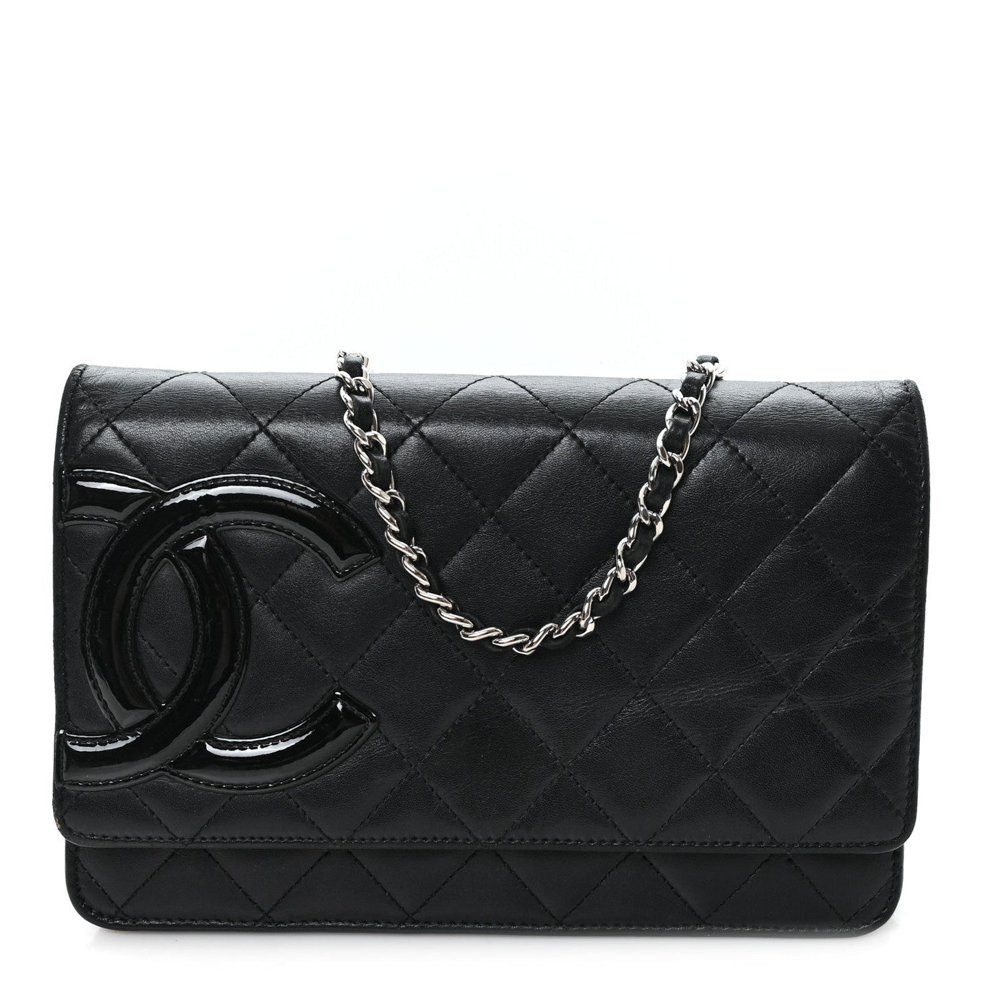 Calfskin Quilted Cambon Wallet on Chain WOC Black