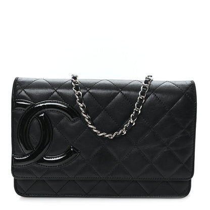 Calfskin Quilted Cambon Wallet on Chain WOC Black