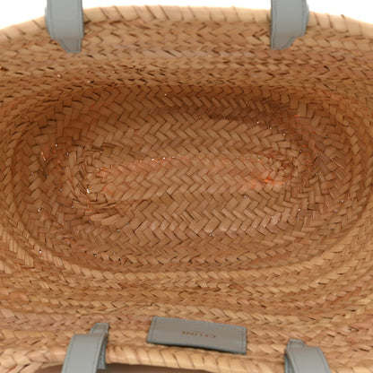Raffia Calfskin Triomphe Medium Panier Soft Blue