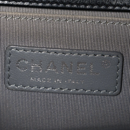 Calfskin Chevron Quilted Medium Boy Flap Black
