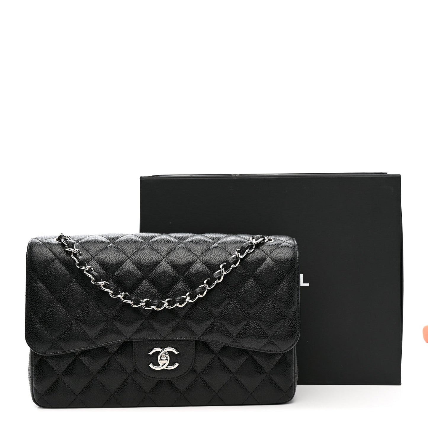 Caviar Quilted Jumbo Double Flap Black