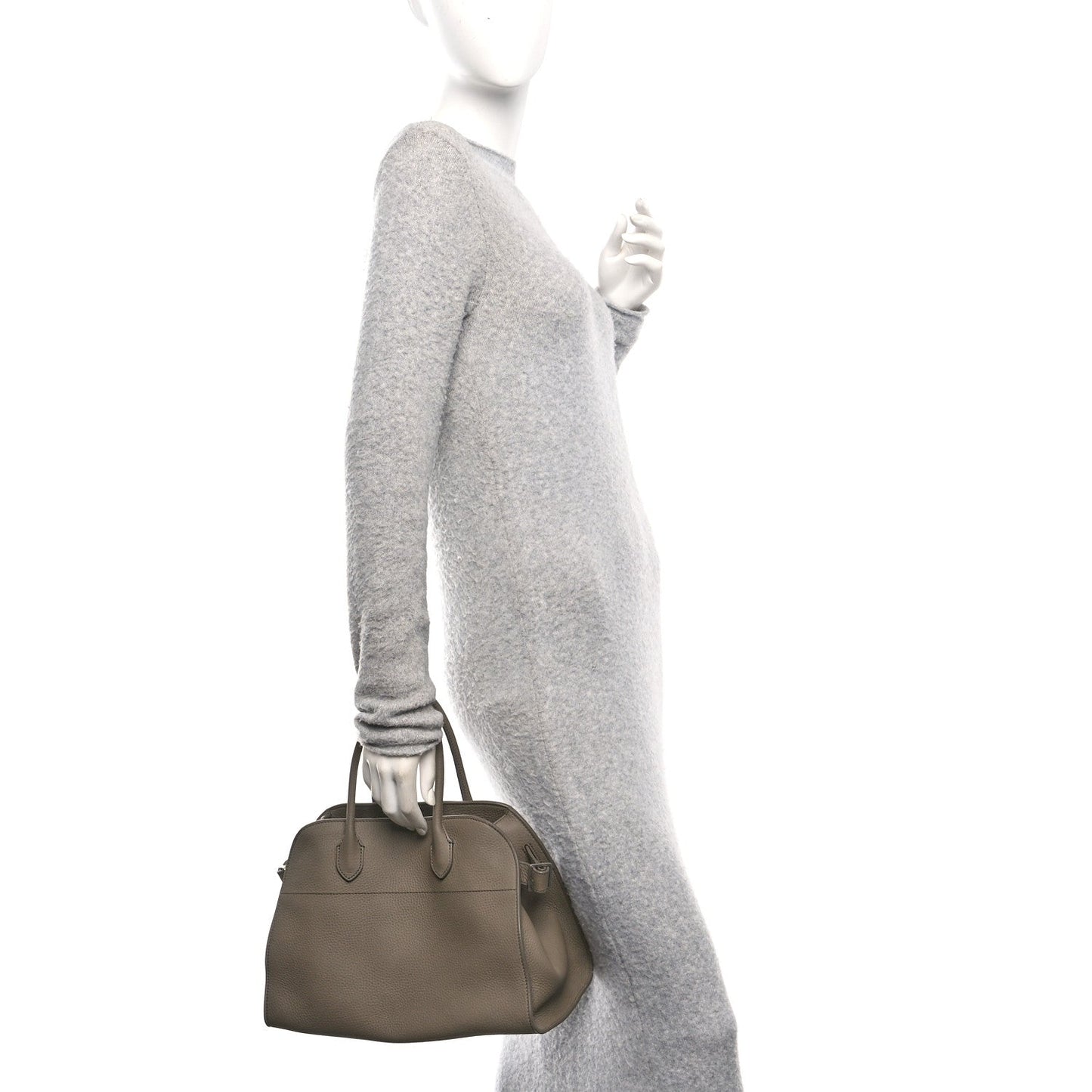Matte Grained Calfskin Soft Margaux 12 Smoked Taupe