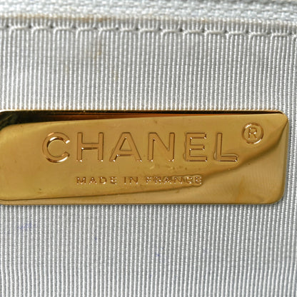 Iridescent Calfskin Quilted Medium Chanel 19 Flap White