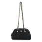 Denim Quilted Clutch With Chain Dark Blue Orange